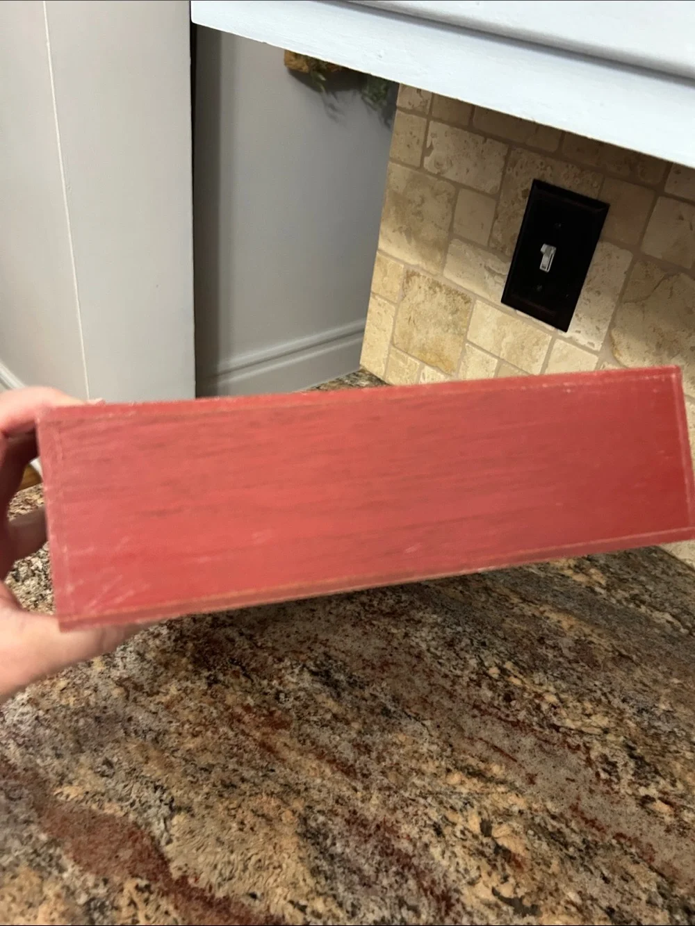 Red Decorative Wall Pocket with Hand-Painted Folk Art